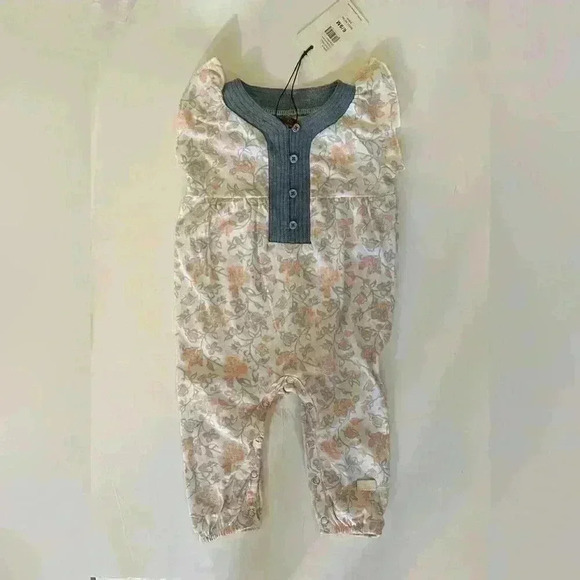 NWT 7 for All Mankind 6/9 Months Sea Pink Coveralls - Picture 1 of 5